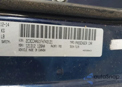 2015 Chrysler 300 Limited from USA, damaged, VIN 2C3CCAAG1FH743121